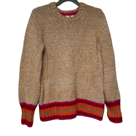 GAP Sweaters - {GAP} Long Sleeve Crew Neck Alpaca Wool Blend Cotton Weave Knit Stripe Sweater